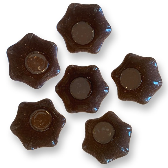 Vintage set of 6 Bomioli Rocco molded glass waffle cone ice cream bowls - Picture 5 of 7